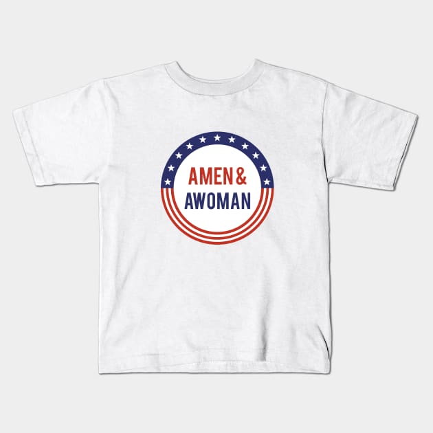 Amen and Awoman Kids T-Shirt by powniels